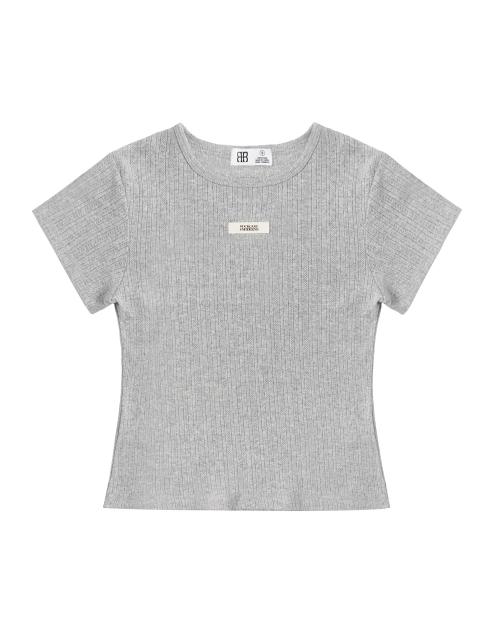Beige Label Punching Top - Gray