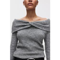 오프숄더 스웨터 그레이 멜란지 1310812004