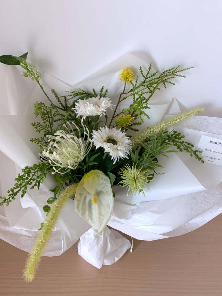 [Artificial flower] 생화같은 아무르 화이트 조화키트 조화 꽃다발 조화세트