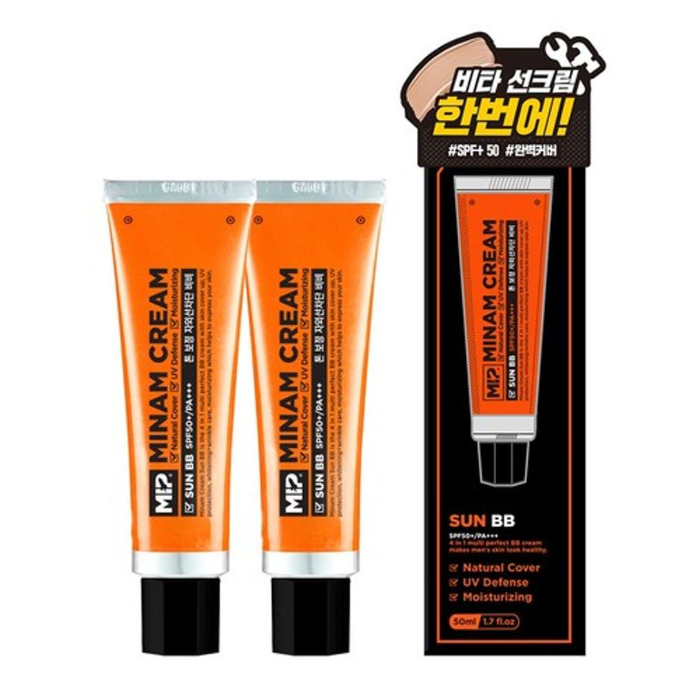 미프 미남크림 남자 썬 비비 커버 크림 50ml 2개입 미백 잡티 커버 자외선 차단