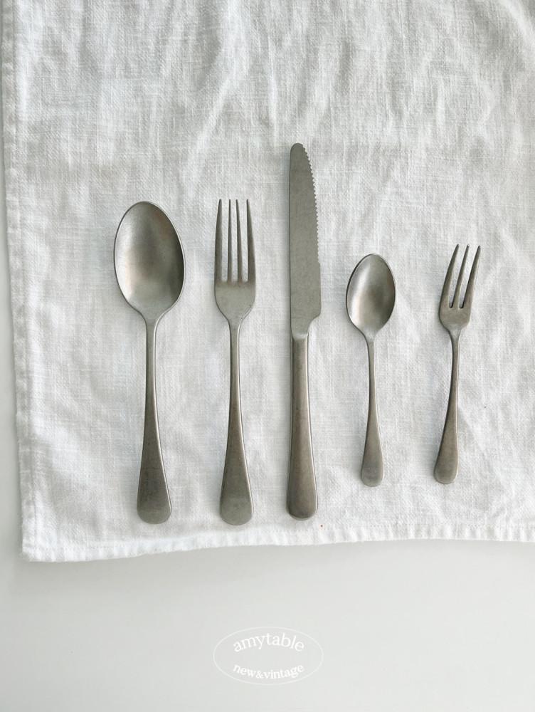 (에이미테이블) 빈티지 무광 스텐 커트러리, 디저트 포크&스푼