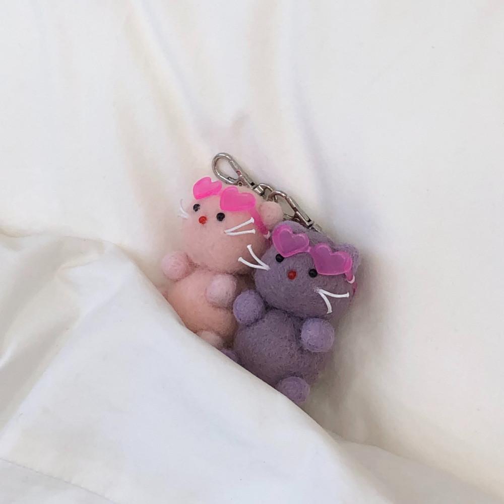 뮤즈스터프 하트선구리 고양이 키링 (Heart sunglasses cat keyring)