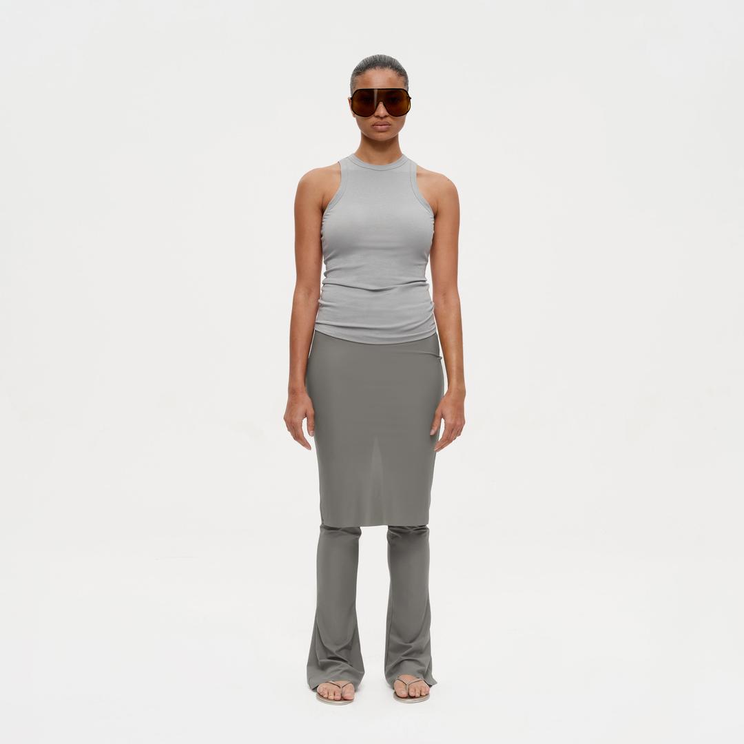 The Flared Midi Skirt Pants - BLACK / S