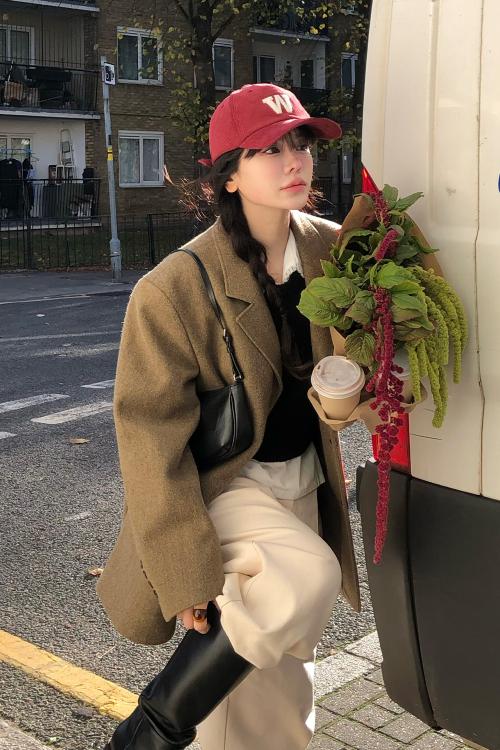 마고 헤링본 자켓_베이지