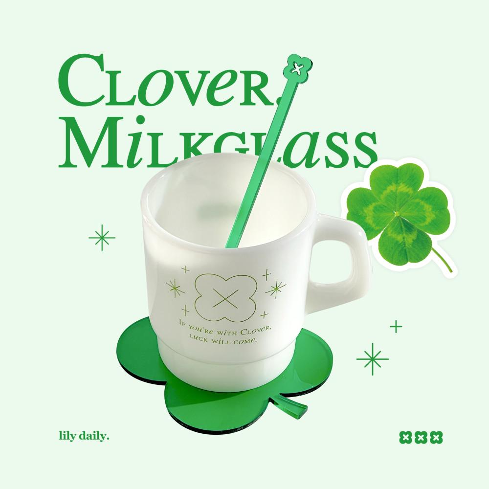 Clover Milkglass, Coaster&Muddler set