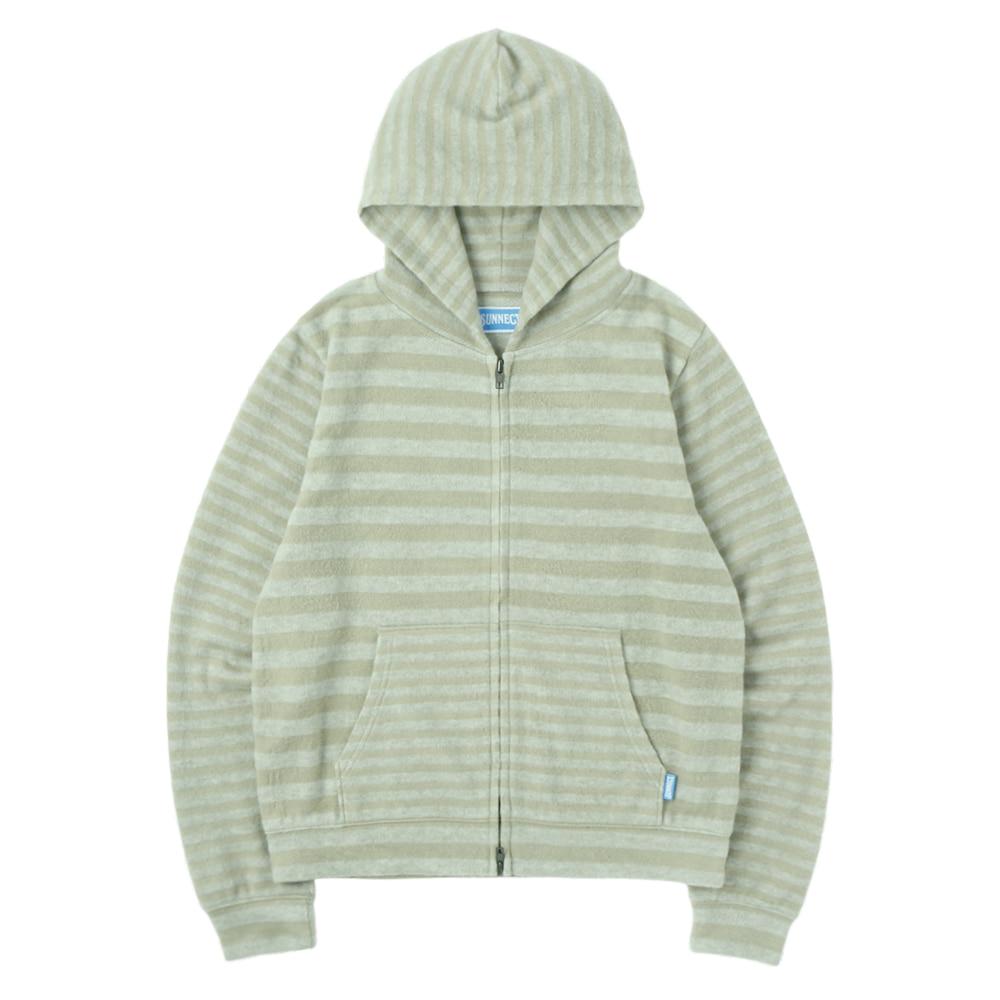 Striped Knit Zip Hoodie - Sage