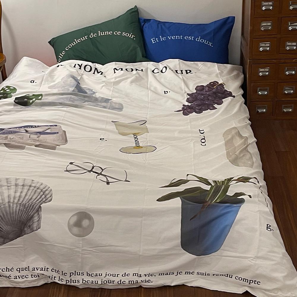 오브제이불 빈티지이불커버 배게 40수 싱글 퀸 킹 이불 침구세트