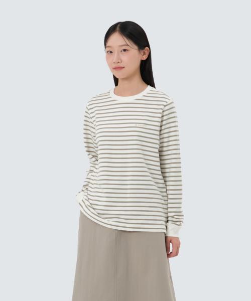 여성 스트라이프 긴팔 티셔츠 (S25FWFTL13) Olive