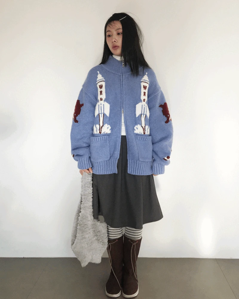 허블 하이넥 니트 집업 (2color) *12월 11일 순차 발송 가능!