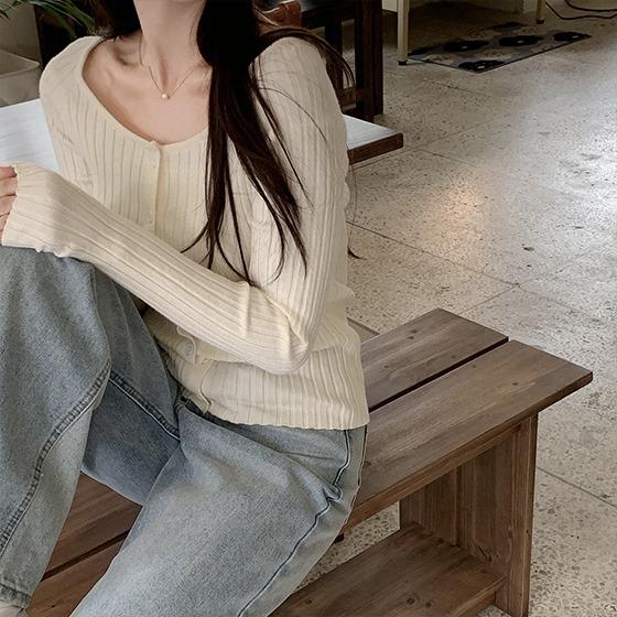 [골지니트가디건] 바토숄더 슬림가디건 (긴팔니트,골지가디건,니트가디건)