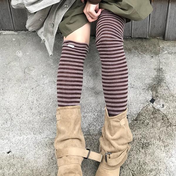쇼콜라 스트라이프 니삭스 ( chocolat stripe kneesocks )