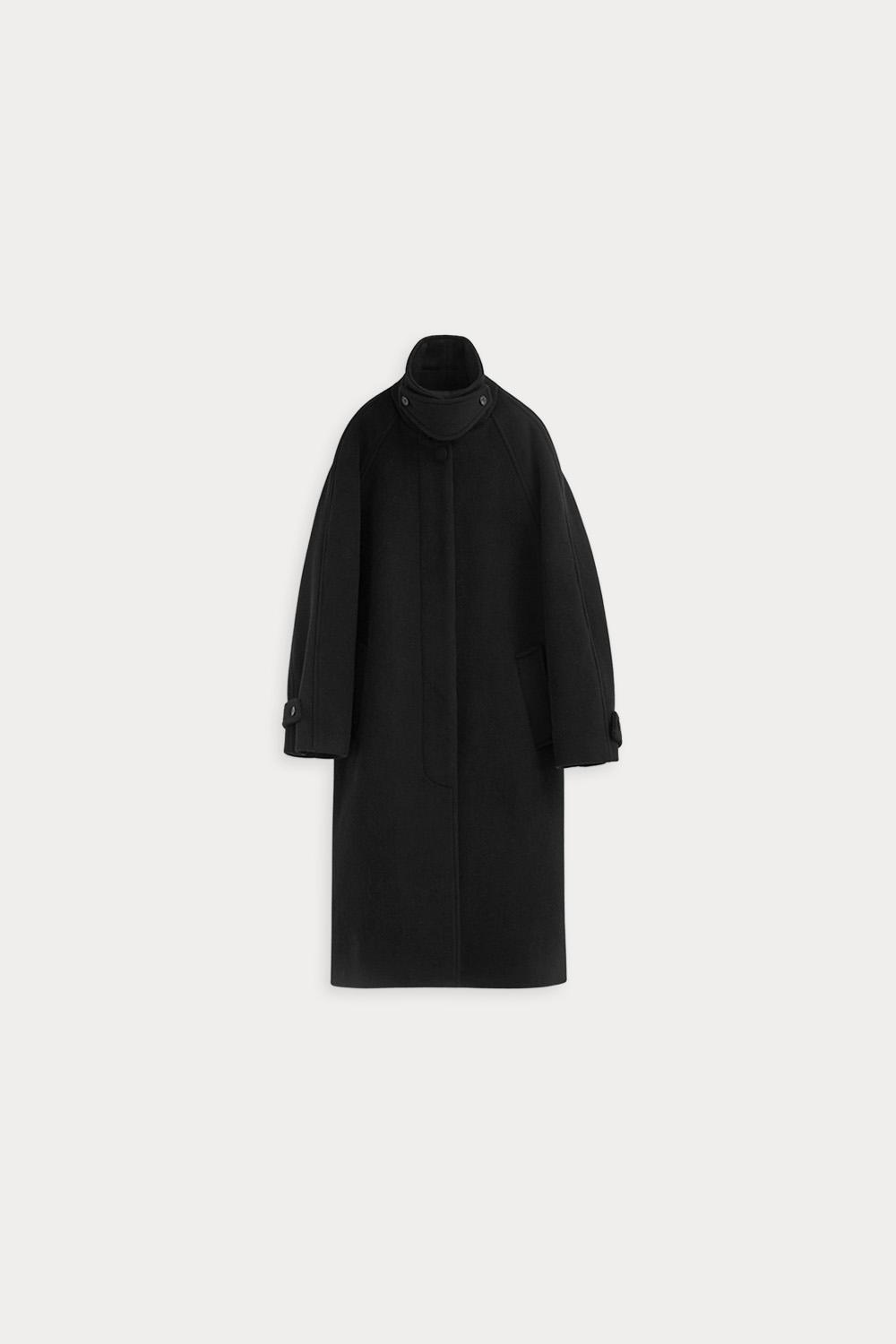 히든 버튼 발마칸 울 코트_Black