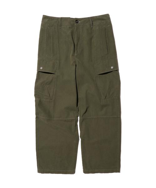 LAYERED POLYGON CARGO PANTS (OLIVE GREEN)