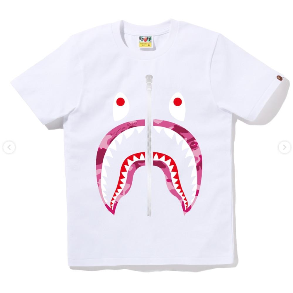 [베이프정품] 베이프 레이디스 우먼 우드랜드 카모 샤크 티  BAPE WOODLAND CAMO  SHARK TEE