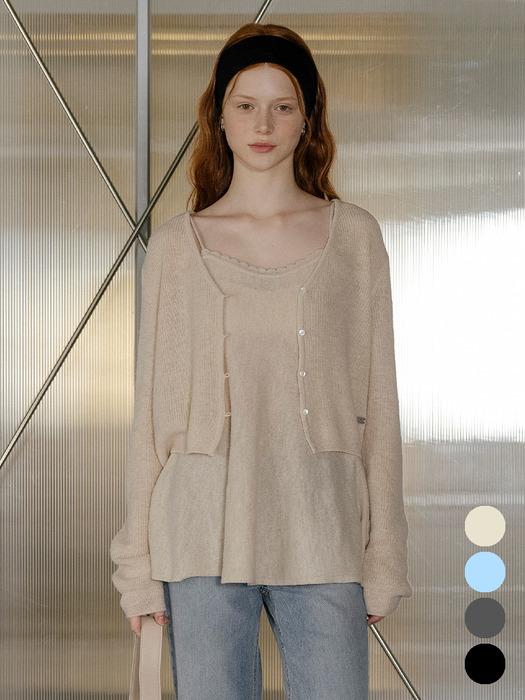 Romantic hachi knit sleeveless cardigan set_[4color]