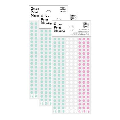 쁘띠팬시 오피스 포인트 마스킹 스티커 OPM-M306A, 민트, 화이트, 핑..., 3개 - 팬시스티커 | 쿠팡