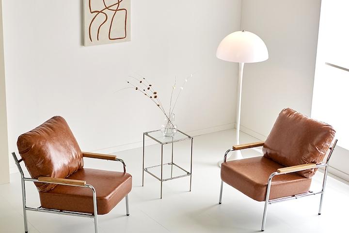 쿠폰가 129,000원 / 디아브 카페 인테리어 1인 소파 라운지 매장 가죽 철제 소파