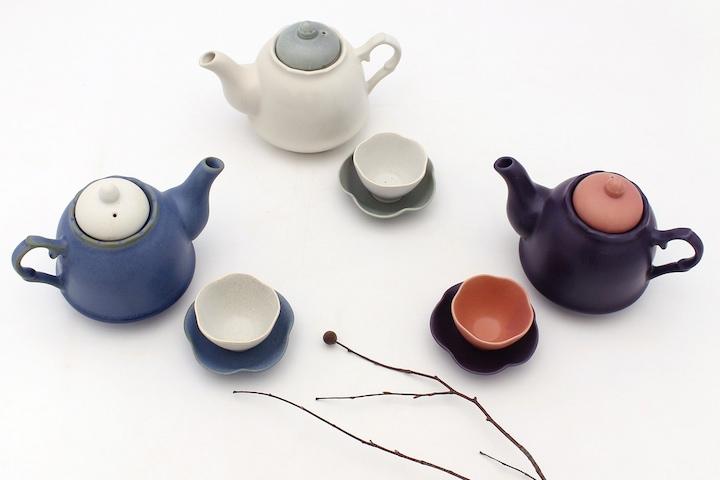 도자기 다기 주전자/찻잔세트(3color)