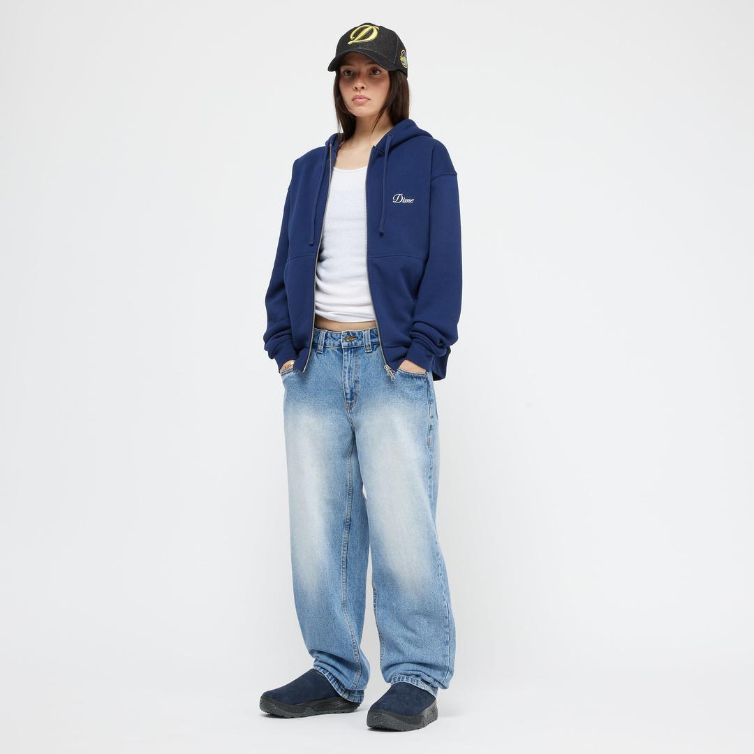 Cursive Zip-Hoodie - Navy - Xlarge