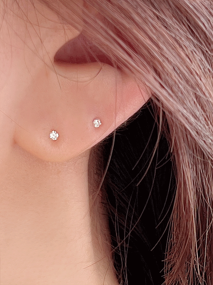 925 silver 2mm cubic earring (초미니)