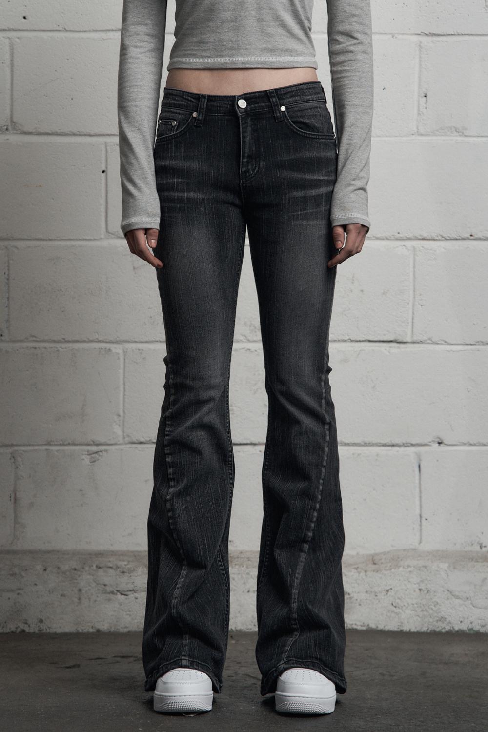 SLUB CAT WASHING DENIM PANTS BLACK