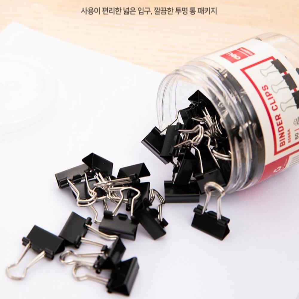 델리 블랙 더블클립 6호 바인더클립 미니 15mm 60개입 E8566A