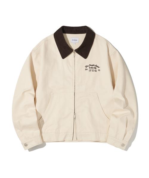 어반디타입(URBANDTYPE)  배색 카라 코튼 워크 자켓_아이보리 - 사이즈 & 후기 | 무신사