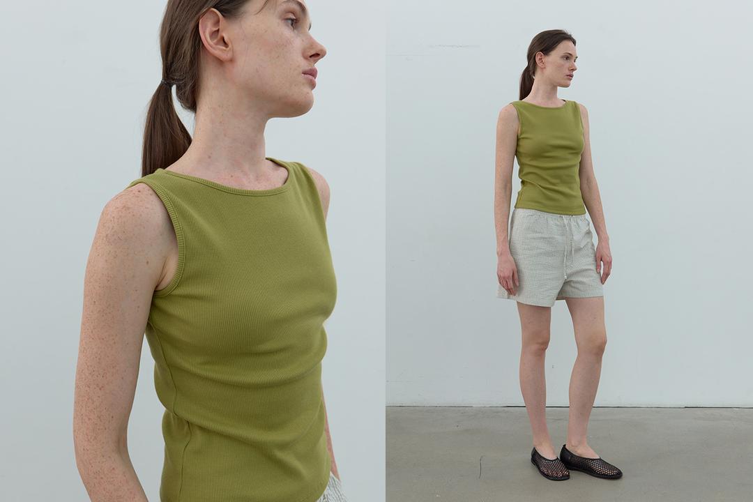 Boatneck rib sleeveless (olive)