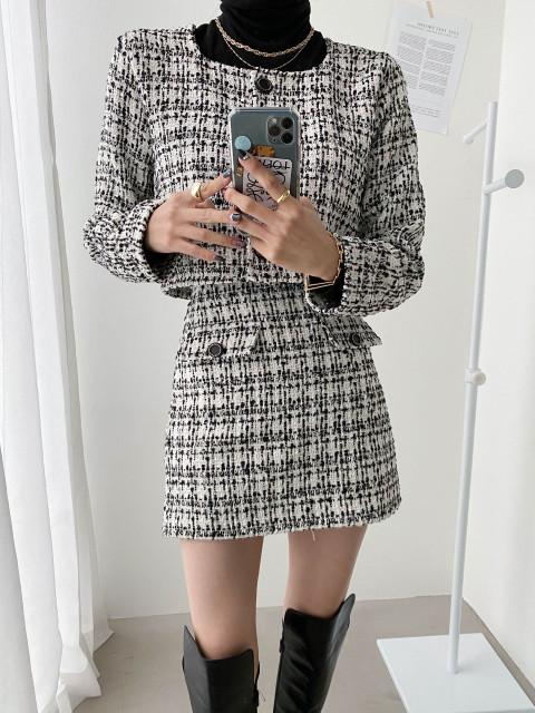 리미티드 트위드 자켓 미니스커트 세트 : MeSoYou