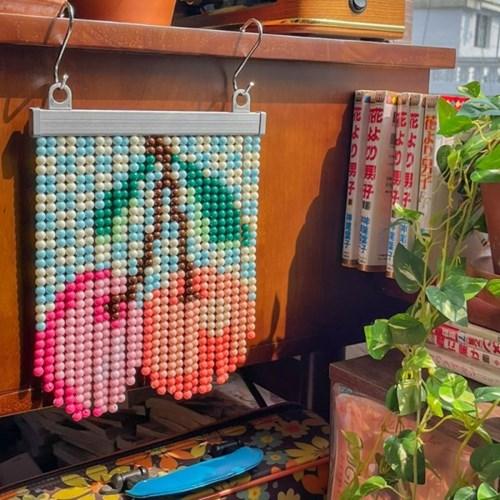 미니 비즈발 만들기 키트 DIY 도안 9종 구슬발 토마토 고양이 체리