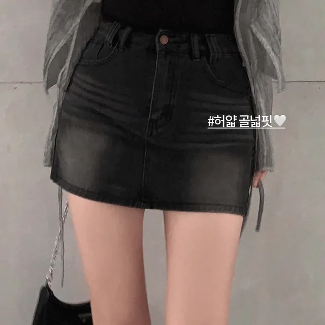 [속바지O/new신상!]미니멀 빈티지 워싱 데님 미니스커트