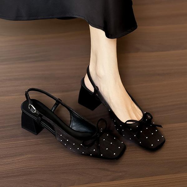 렛미 리본 슬링백 미들힐