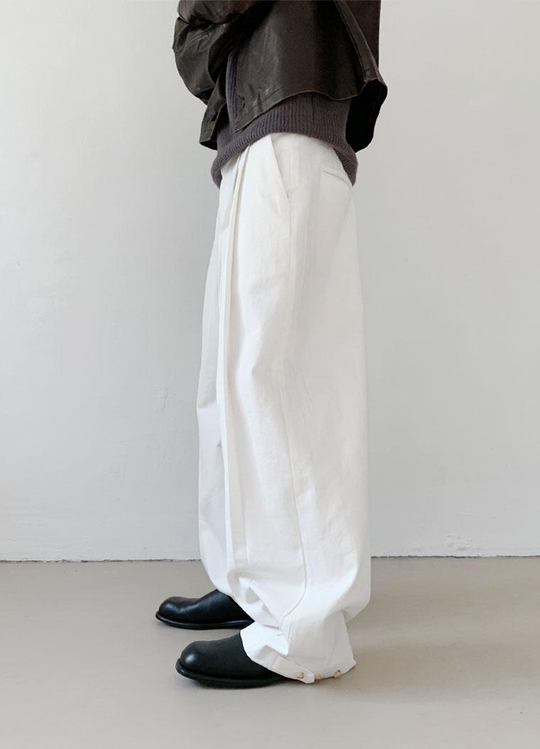 snap wide cotton pants