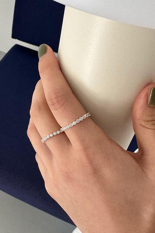 [silver925] white cubic tennis ring
