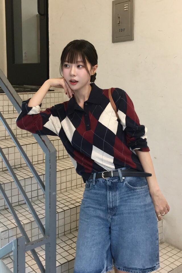 아가일 폴로 스웨터