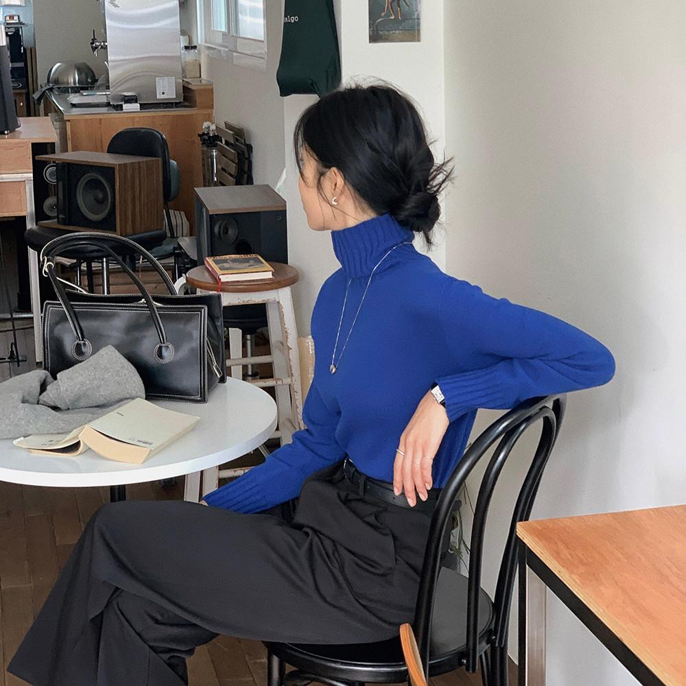 시에라 코발트블루 홀가먼트 터틀넥 폴라니트