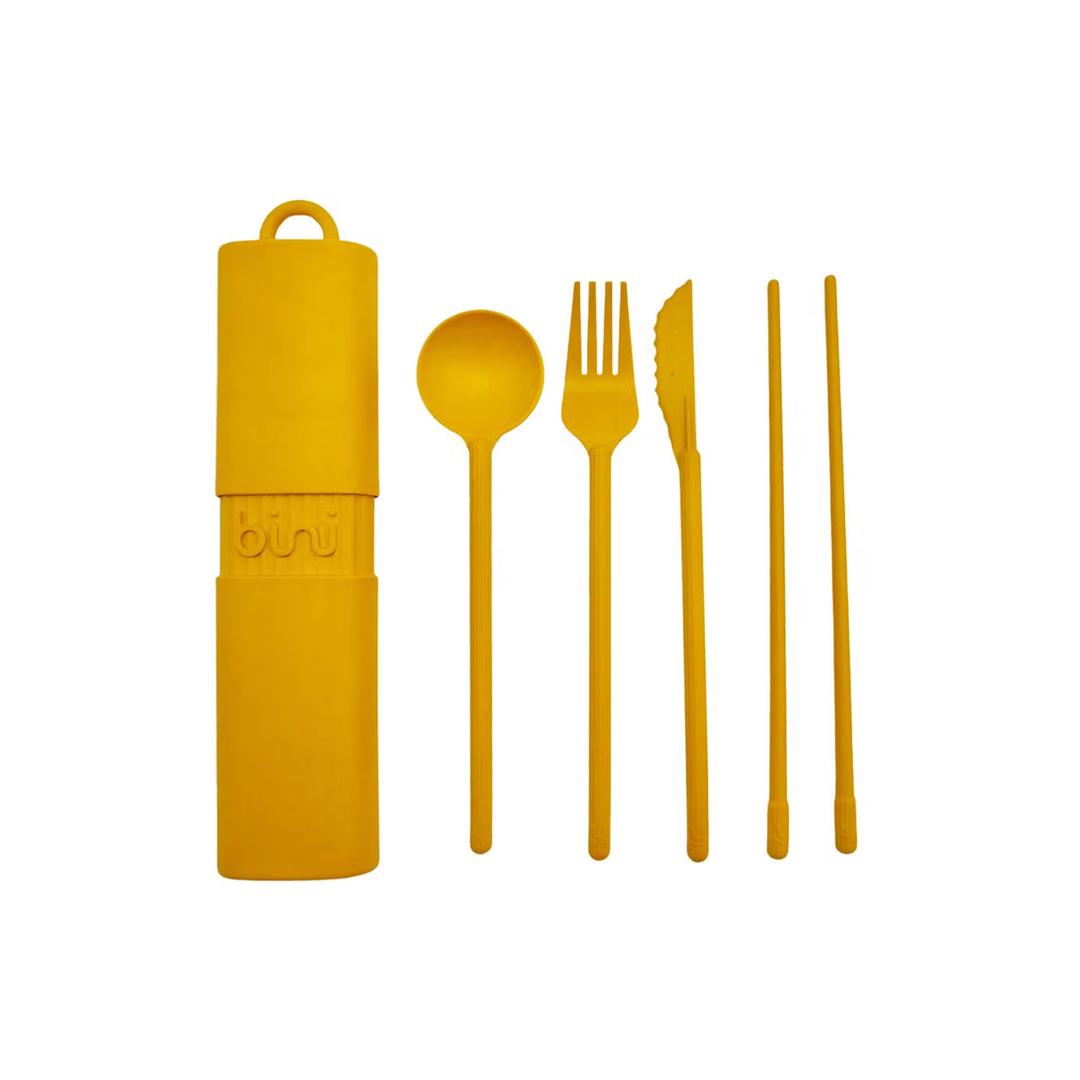 Reusable and nomadic cutlery kit in biosourced material
