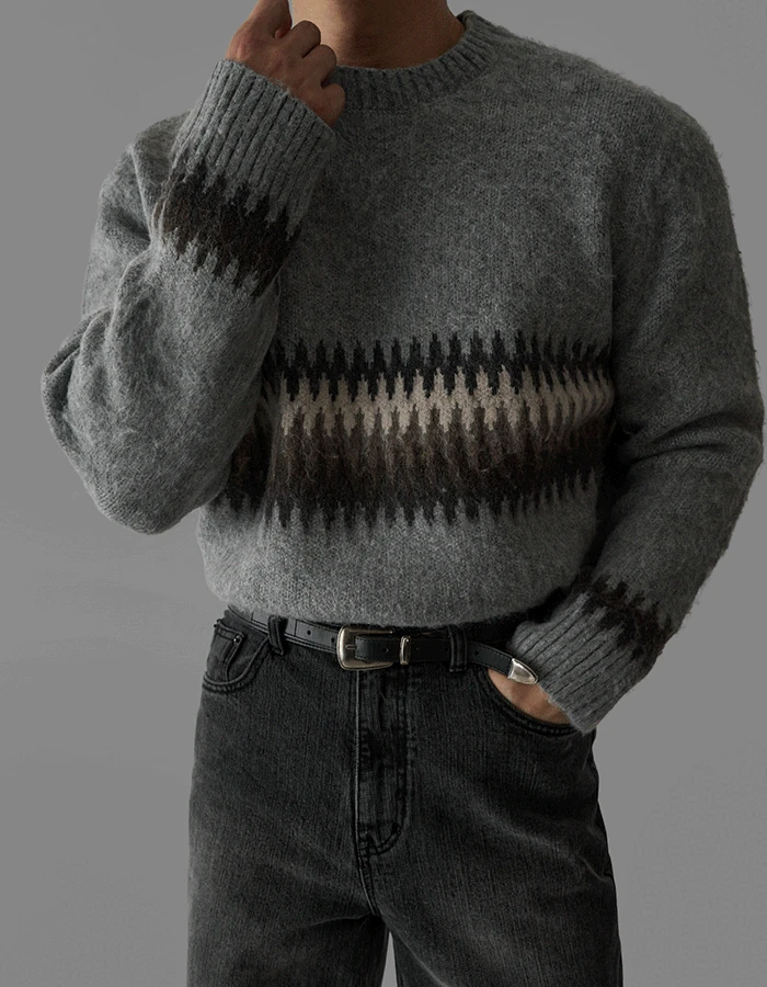 비온 헤어리 울 라운드 니트