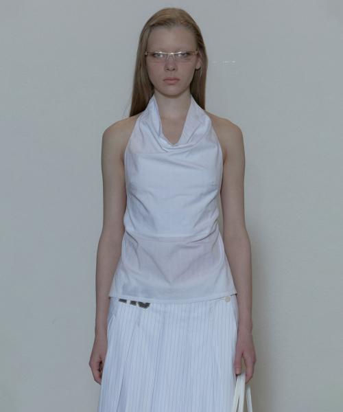 스컬프터(SCULPTOR)  Drape Backless Halter Top Coquette White - 사이즈 & 후기 | 무신사