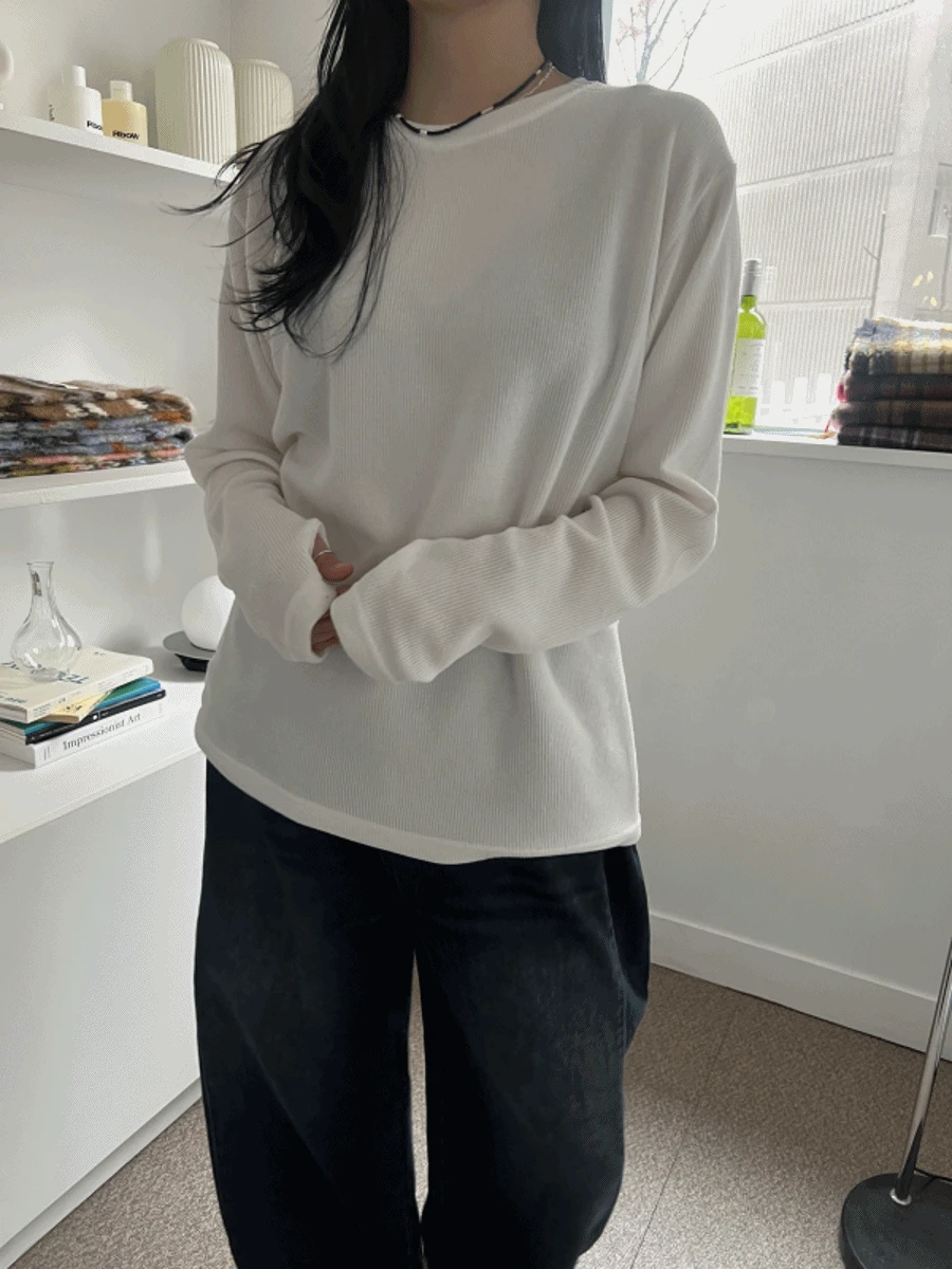 셔닐 골지 워머 긴팔 티(기모)