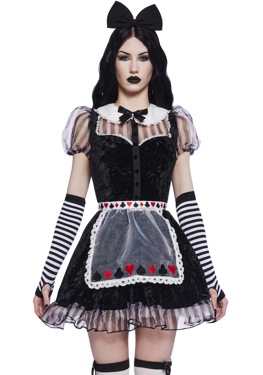 Malice In Wonderland Costume Set - BLK/WHT / XX-SMALL