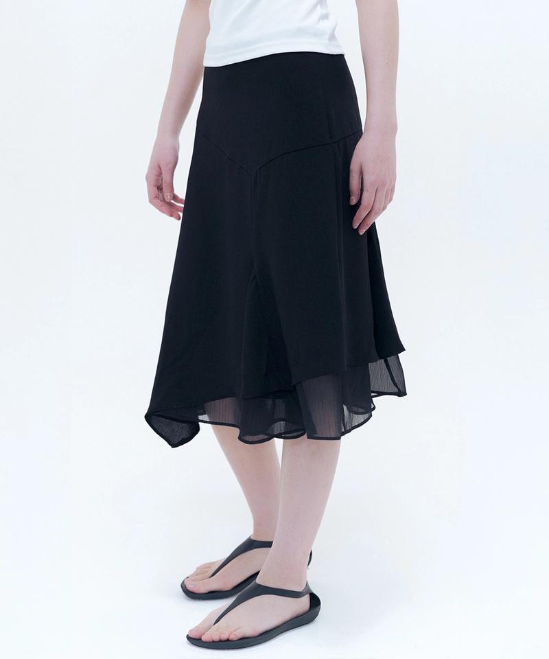 MISEKI SEOUL - Organza layered midi skirt BLACK