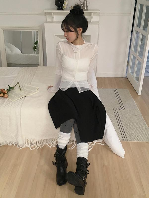 시프트에잇 [겨울스커트/레이어드🖤]  로디 더블 플리츠 레이어드 미디 스커트 치마 3color