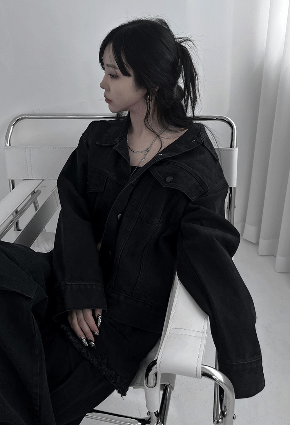 어반유니크 overfit black denim jacket