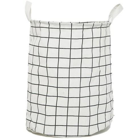 체크 원형 패브릭 접이식 다용도 빨래바구니 - 빨래바구니 | 쿠팡