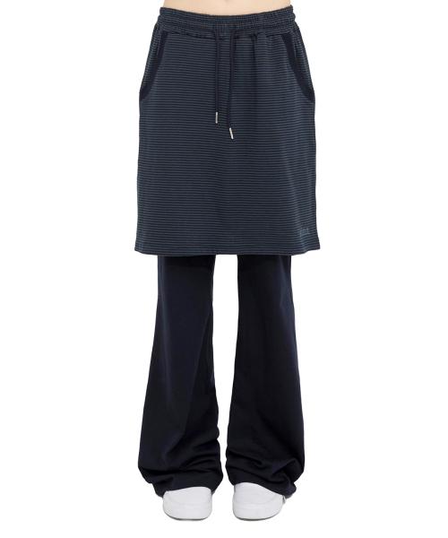 [쓰까르 X 밈더] 까르 레이어드 스커트 팬츠_네이비