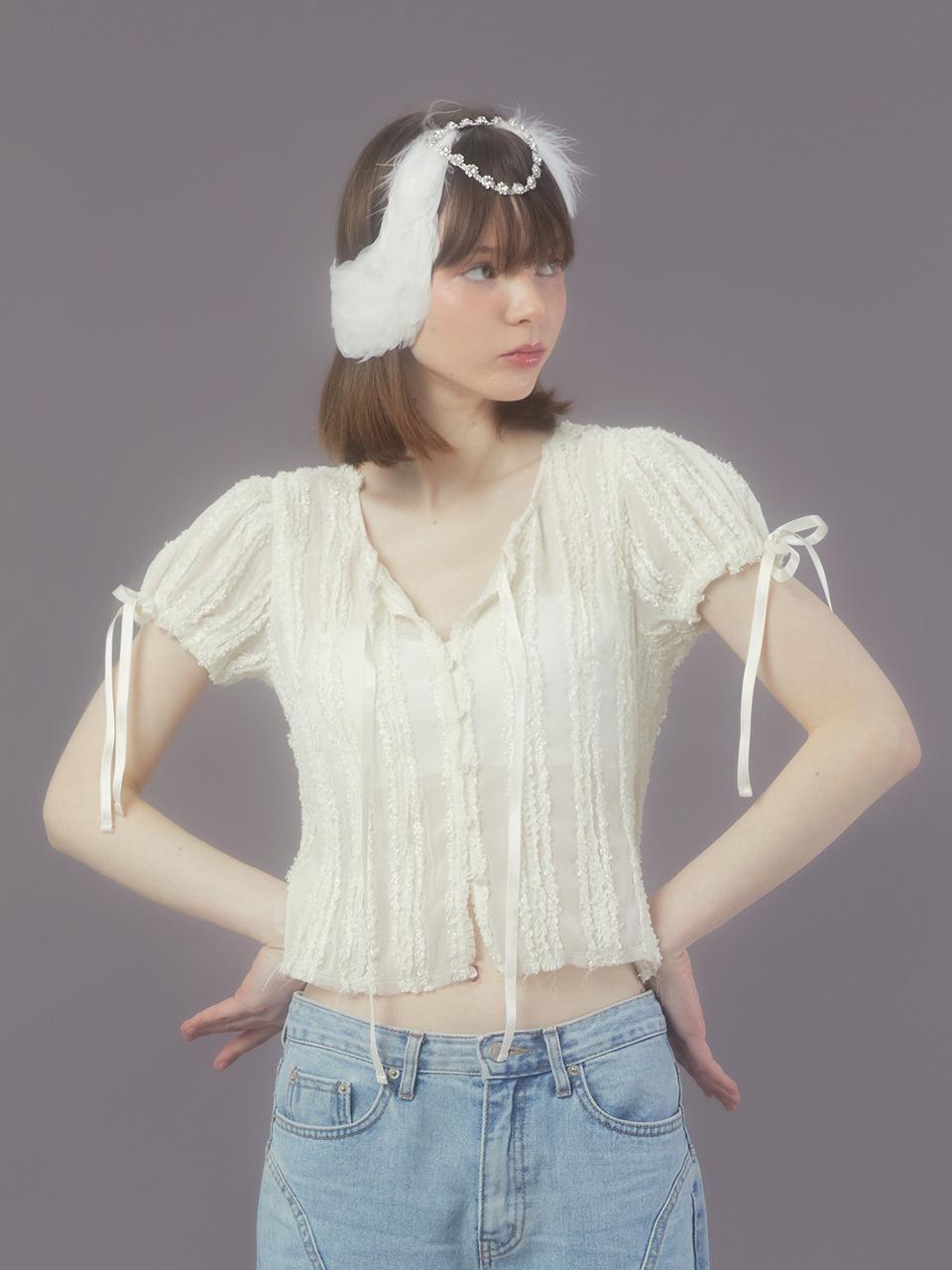 LACE CHIFFON BLOUSE (CREAM)