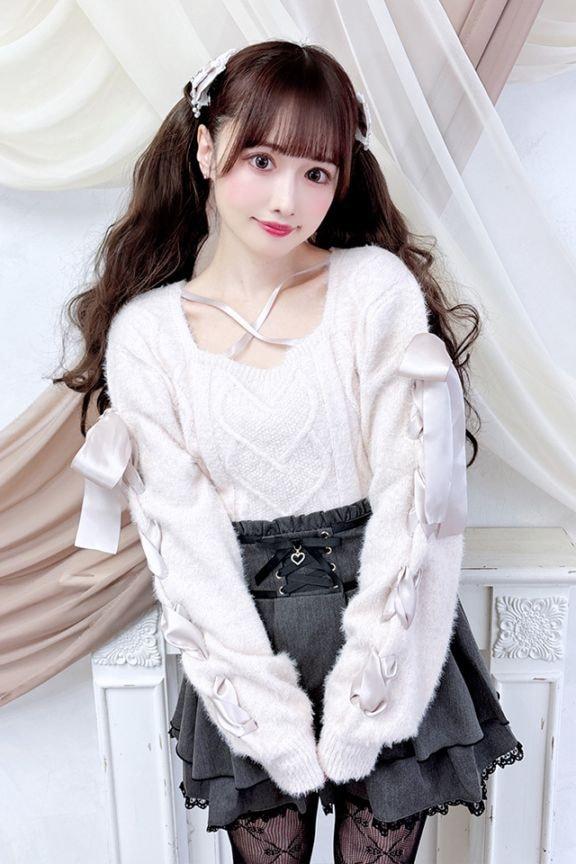 【MA*RS】スクエア開きリボンケーブルニット - ピンク size-F-Ma*rs WebStore by LiLimPark