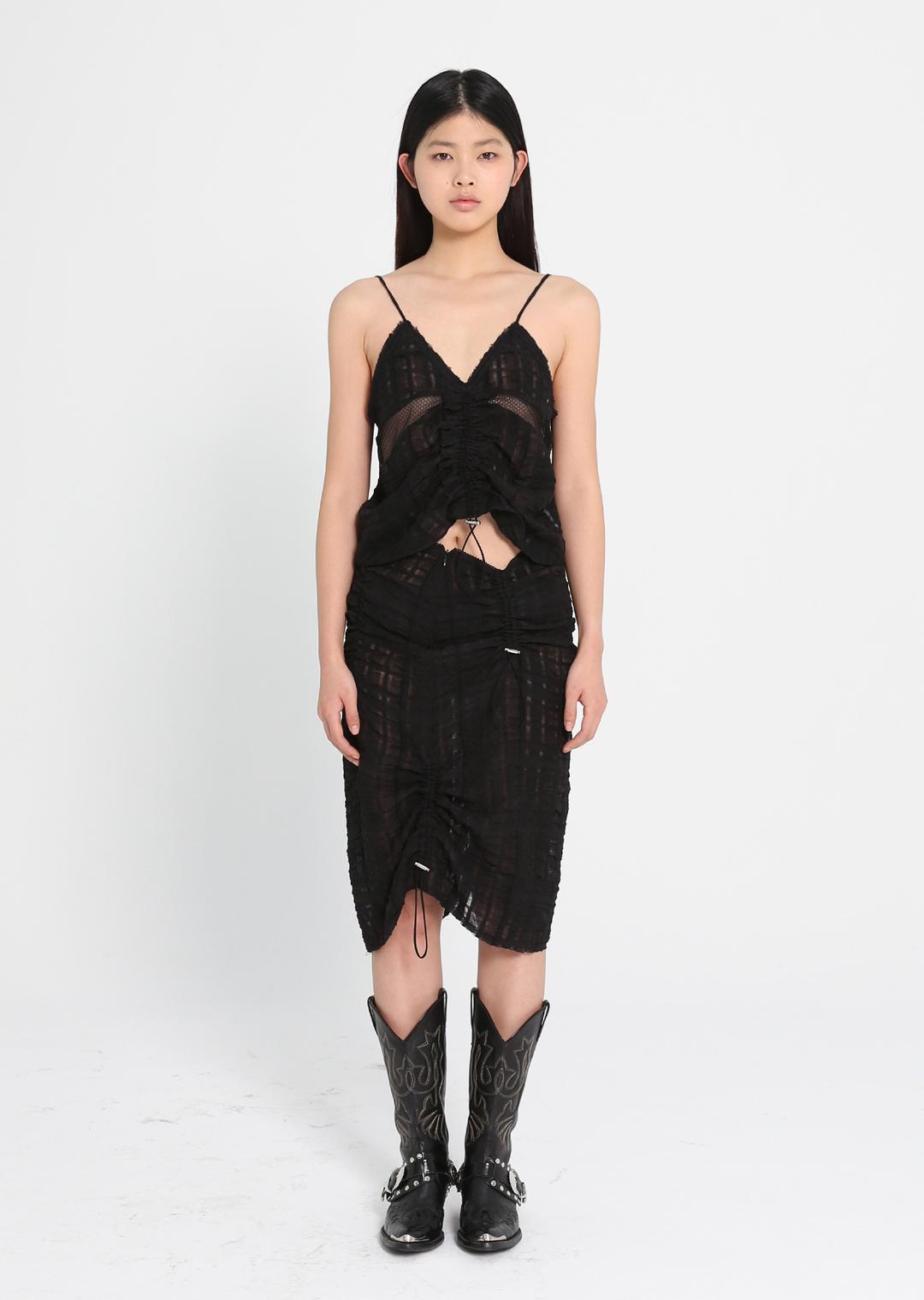 RUCHED SLIP LACE TOP