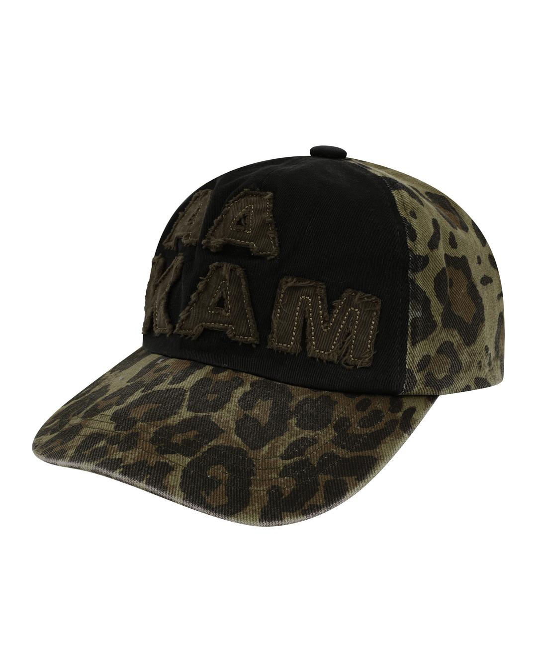 Leopard Patch Cotton Ball Cap (Khaki)